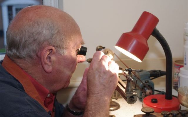 John Walker making new parts to repair a watch
