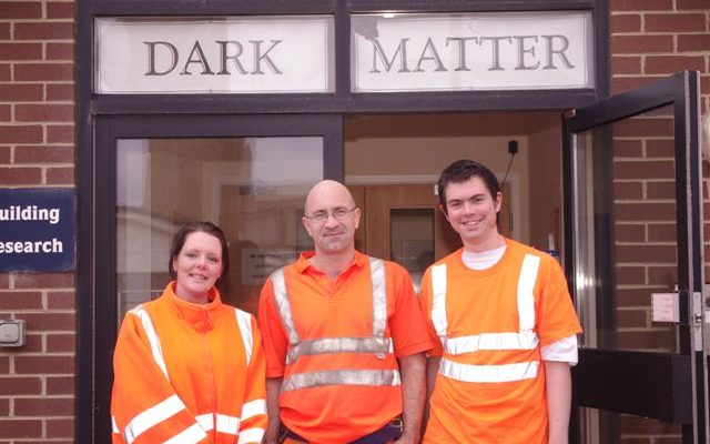Emma Meehan, Sean Paling and Daniel Walker prepare to go into the underground lab to search for Dark Matter
